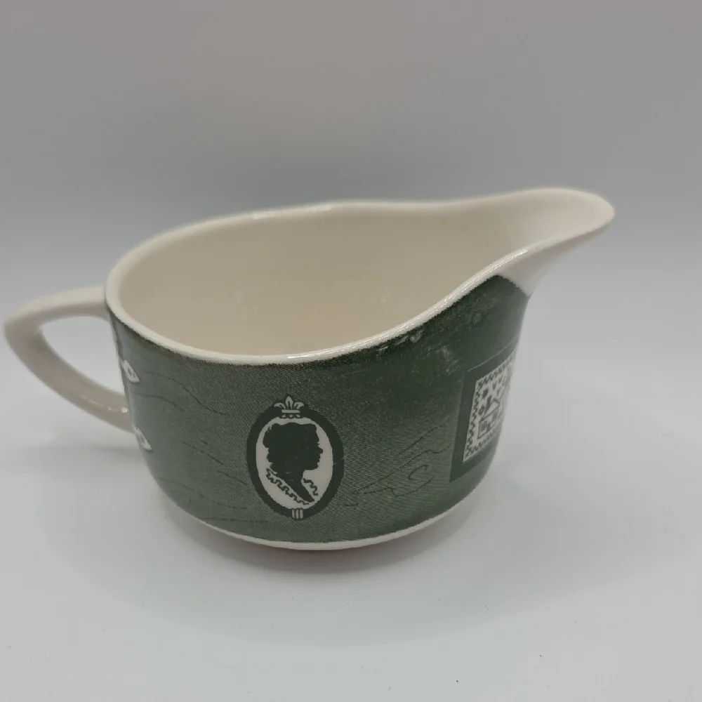 Royal Colonial Green and Cream Ceramic Creamer. Vintage